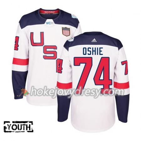 Dětské Hokejový Dres USA T.J. Oshie 74 Světový pohár v ledním hokeji 2016 Bílá Premier